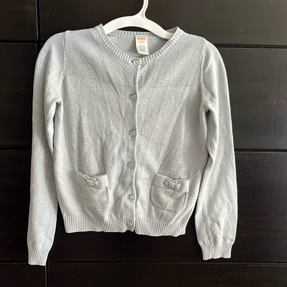 Gray and sparkly silver cardigan sweater - Girls size 10/12